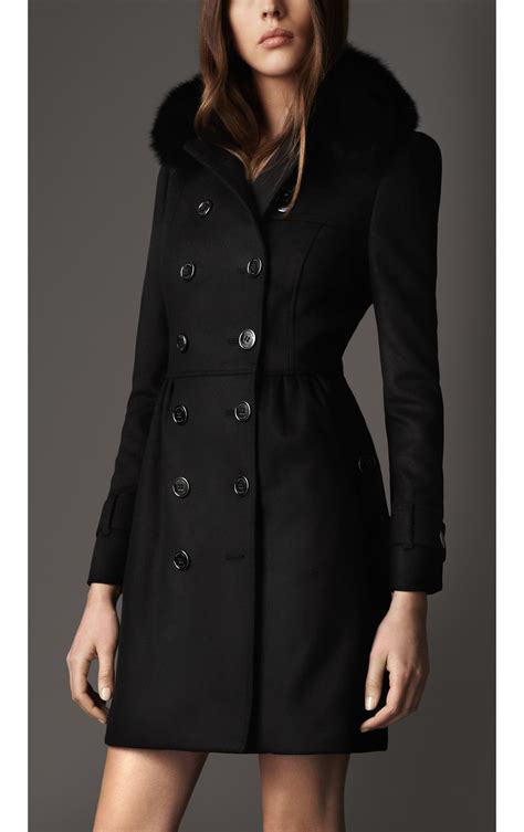 burberry black fur coat|burberry oversized wool trench coat.